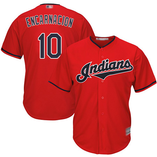 Indians #10 Edwin Encarnacion Red Stitched Youth MLB Jersey